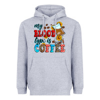 Heather Grey my blood type is coffee Heavyweight Hoodie - Zillion Design Studio