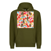 Army Green back to school seamless pattern 5 (3600x3600) Premium Hoodie - AdoDesignShop