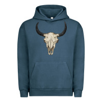 Pigment Midnight Navy bull skull Urban Hoodie - BarkalooDesign