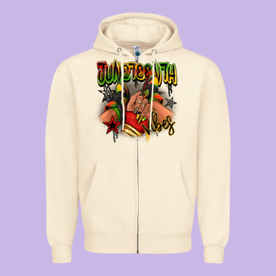Zipper Hoodie Juneteenth vibes black girl sneakers
