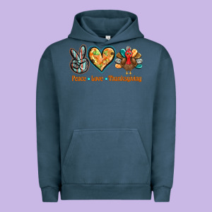 Peace Love Thanksgiving Urban Hoodie Designed By Barkaloodesign