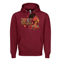 Burgundy Just blessed afro woman with roses Zipper Hoodie - RanaPortraitStore