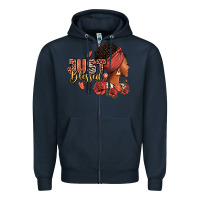 Navy Just blessed afro woman with roses Zipper Hoodie - RanaPortraitStore