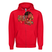 Red Just blessed afro woman with roses Zipper Hoodie - RanaPortraitStore