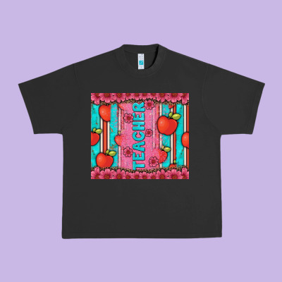 Teacher With  Flower Glitter And Serape Leopard Urban Heavy Tee Designed By Artiststas