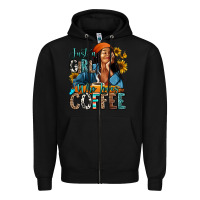 Black Just a girl who loves coffee Zipper Hoodie - RanaPortraitStore