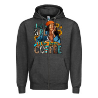 Charcoal Heather Just a girl who loves coffee Zipper Hoodie - RanaPortraitStore