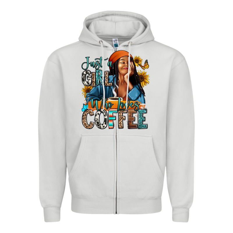 Just A Girl Who Loves Coffee Zipper Hoodie by RanaPortraitStore | Teevron