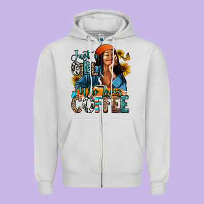 Zipper Hoodie Just a girl who loves coffee