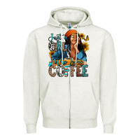 Oatmeal Heather Just a girl who loves coffee Zipper Hoodie - RanaPortraitStore