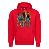 Red Just a girl who loves coffee Zipper Hoodie - RanaPortraitStore