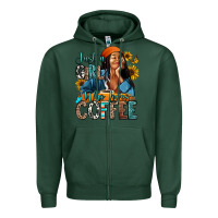 Sports Green Just a girl who loves coffee Zipper Hoodie - RanaPortraitStore