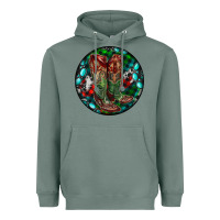 Sage Christmas Cowboy Boots Heavyweight Hoodie - RanaPortraitStore