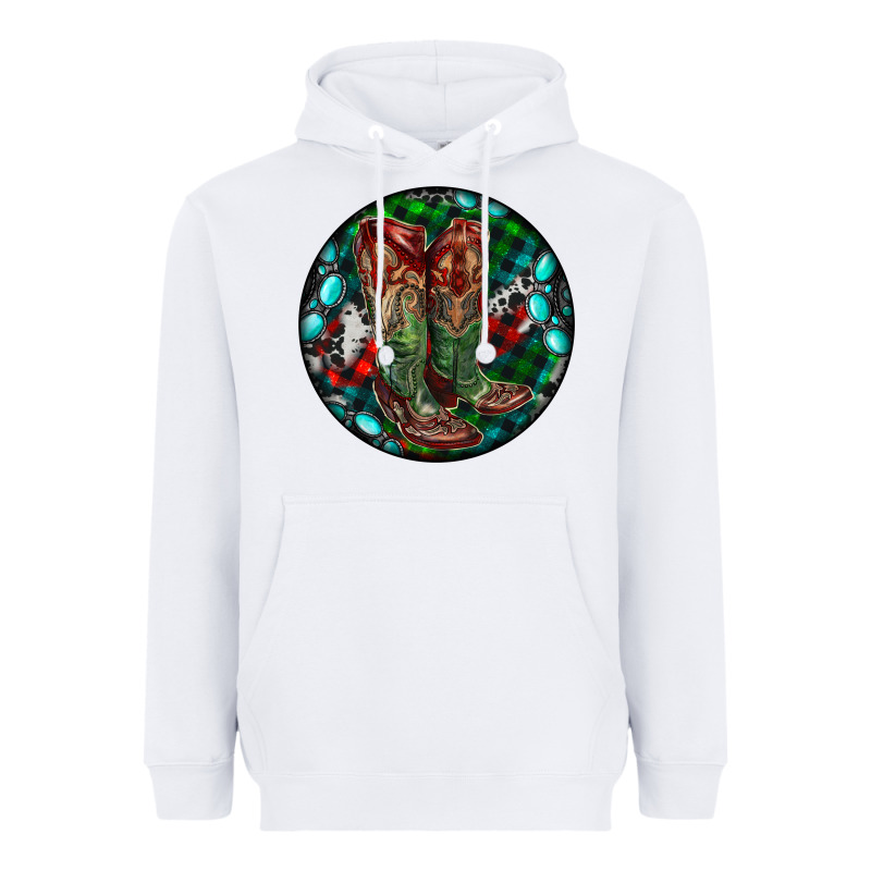 Christmas Cowboy Boots Heavyweight Hoodie by RanaPortraitStore | Teevron