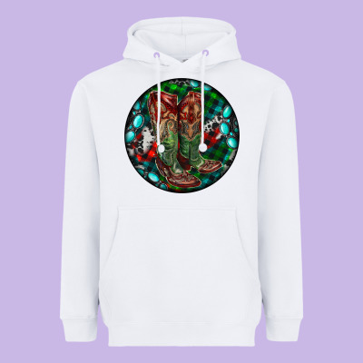 Christmas Cowboy Boots Heavyweight Hoodie Designed By Ranaportraitstore