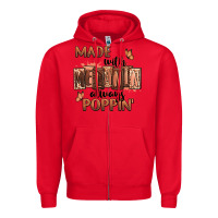 Red Made with melanin always poppin' Zipper Hoodie - RanaPortraitStore