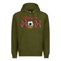 Army Green soccer mom with ball and sunflower Premium Hoodie - Artiststas