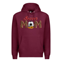 Burgundy soccer mom with ball and sunflower Premium Hoodie - Artiststas