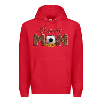Red soccer mom with ball and sunflower Premium Hoodie - Artiststas