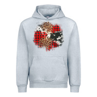 Heather Grey leopard cowhide Christmas plaid patches Urban Hoodie - Jasminsmagicworld