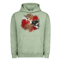 Pigment Oil Green leopard cowhide Christmas plaid patches Urban Hoodie - Jasminsmagicworld