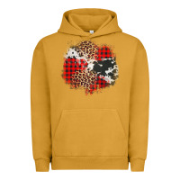 Pigment Peanut Butter leopard cowhide Christmas plaid patches Urban Hoodie - Jasminsmagicworld