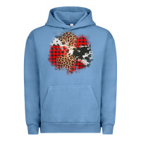 Pigment Pebble Blue leopard cowhide Christmas plaid patches Urban Hoodie - Jasminsmagicworld