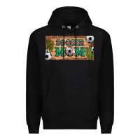 Black soccer mom with ball and cactus and serape licanse plate Premium Hoodie - Artiststas