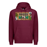 Burgundy soccer mom with ball and cactus and serape licanse plate Premium Hoodie - Artiststas