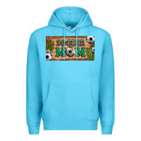 Ocean Blue soccer mom with ball and cactus and serape licanse plate Premium Hoodie - Artiststas
