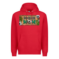 Red soccer mom with ball and cactus and serape licanse plate Premium Hoodie - Artiststas