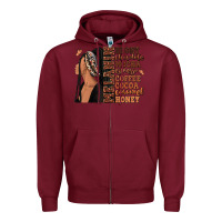 Burgundy Melanin many shades of brown afro woman Zipper Hoodie - RanaPortraitStore
