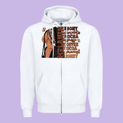 Zipper Hoodie Melanin many shades of brown afro woman