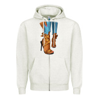 Oatmeal Heather Leopard heels black fashion girl Zipper Hoodie - RanaPortraitStore