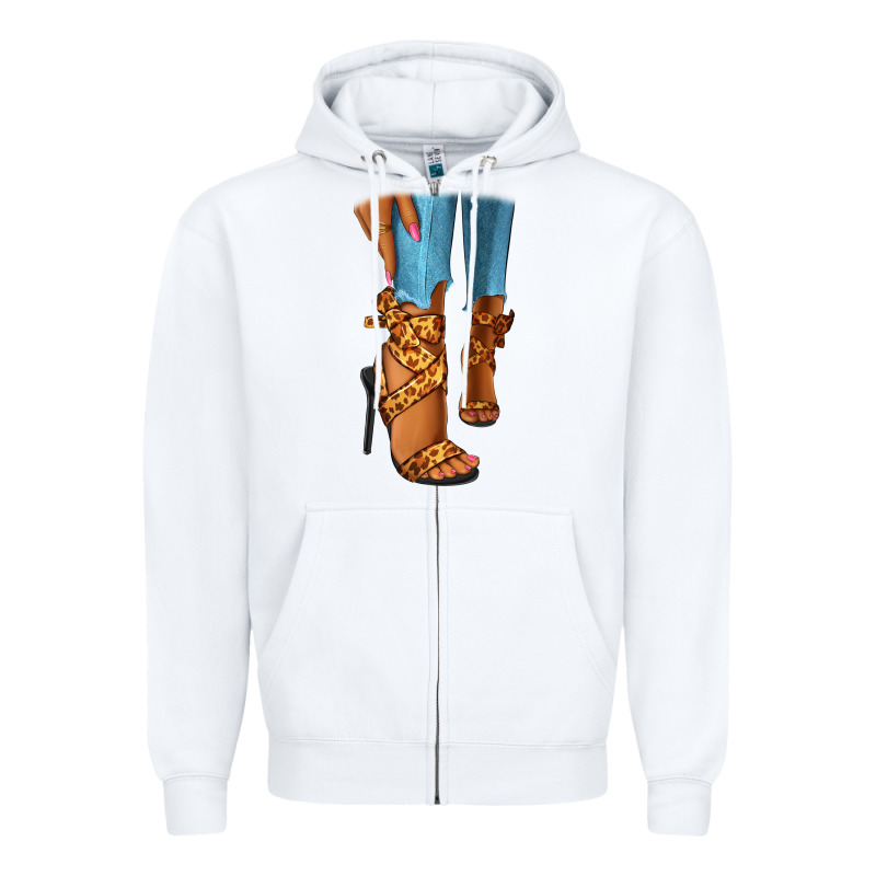 Leopard Heels Black Fashion Girl Zipper Hoodie by RanaPortraitStore | Teevron
