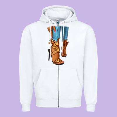 Zipper Hoodie Leopard heels black fashion girl