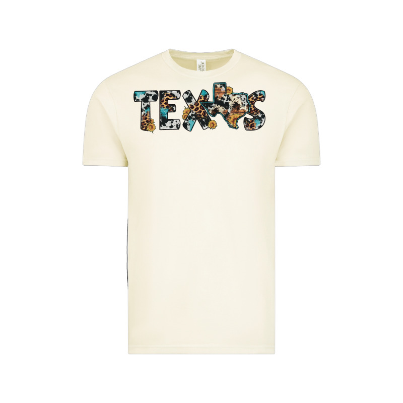 Texas Sunflower Cowhide Leopard Texas Map Vintage Tee by Artiststas | Teevron