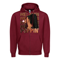 Burgundy Melanin poppin' afro woman Zipper Hoodie - RanaPortraitStore