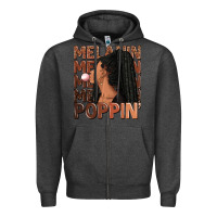 Charcoal Heather Melanin poppin' afro woman Zipper Hoodie - RanaPortraitStore