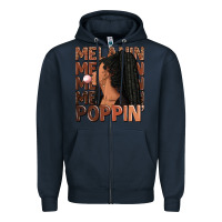Navy Melanin poppin' afro woman Zipper Hoodie - RanaPortraitStore