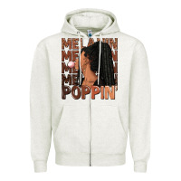 Oatmeal Heather Melanin poppin' afro woman Zipper Hoodie - RanaPortraitStore