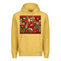 Antique Gold red flower and cactus with cowhide and aztec Premium Hoodie - Artiststas