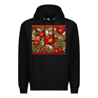 Black red flower and cactus with cowhide and aztec Premium Hoodie - Artiststas