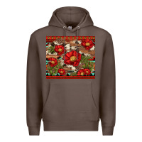 Coffee red flower and cactus with cowhide and aztec Premium Hoodie - Artiststas