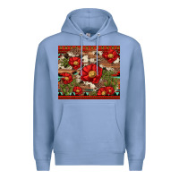 Colony Blue red flower and cactus with cowhide and aztec Premium Hoodie - Artiststas