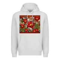 Dove Grey red flower and cactus with cowhide and aztec Premium Hoodie - Artiststas