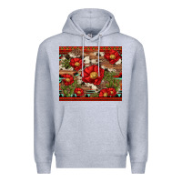 Heather Grey red flower and cactus with cowhide and aztec Premium Hoodie - Artiststas