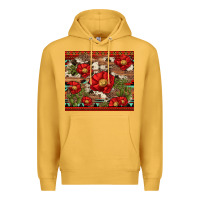 Mustard red flower and cactus with cowhide and aztec Premium Hoodie - Artiststas