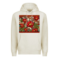 Oatmeal Heather red flower and cactus with cowhide and aztec Premium Hoodie - Artiststas