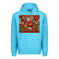 Ocean Blue red flower and cactus with cowhide and aztec Premium Hoodie - Artiststas